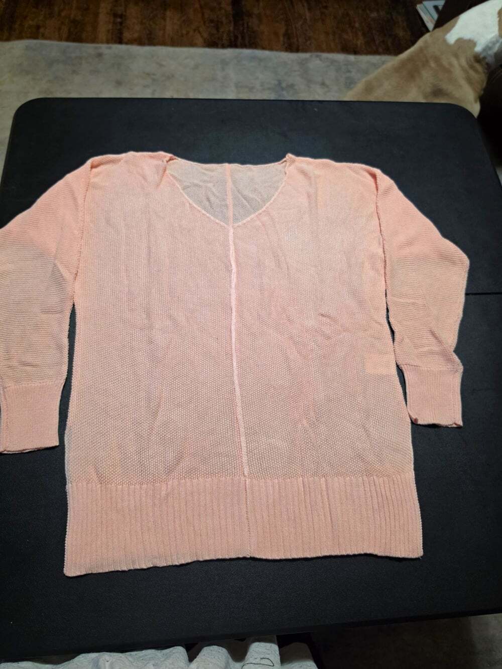 Ladiyo Pink Viscose Nylon Knit V-Neck Long Sleeve Lightweight Pullover Sweater S